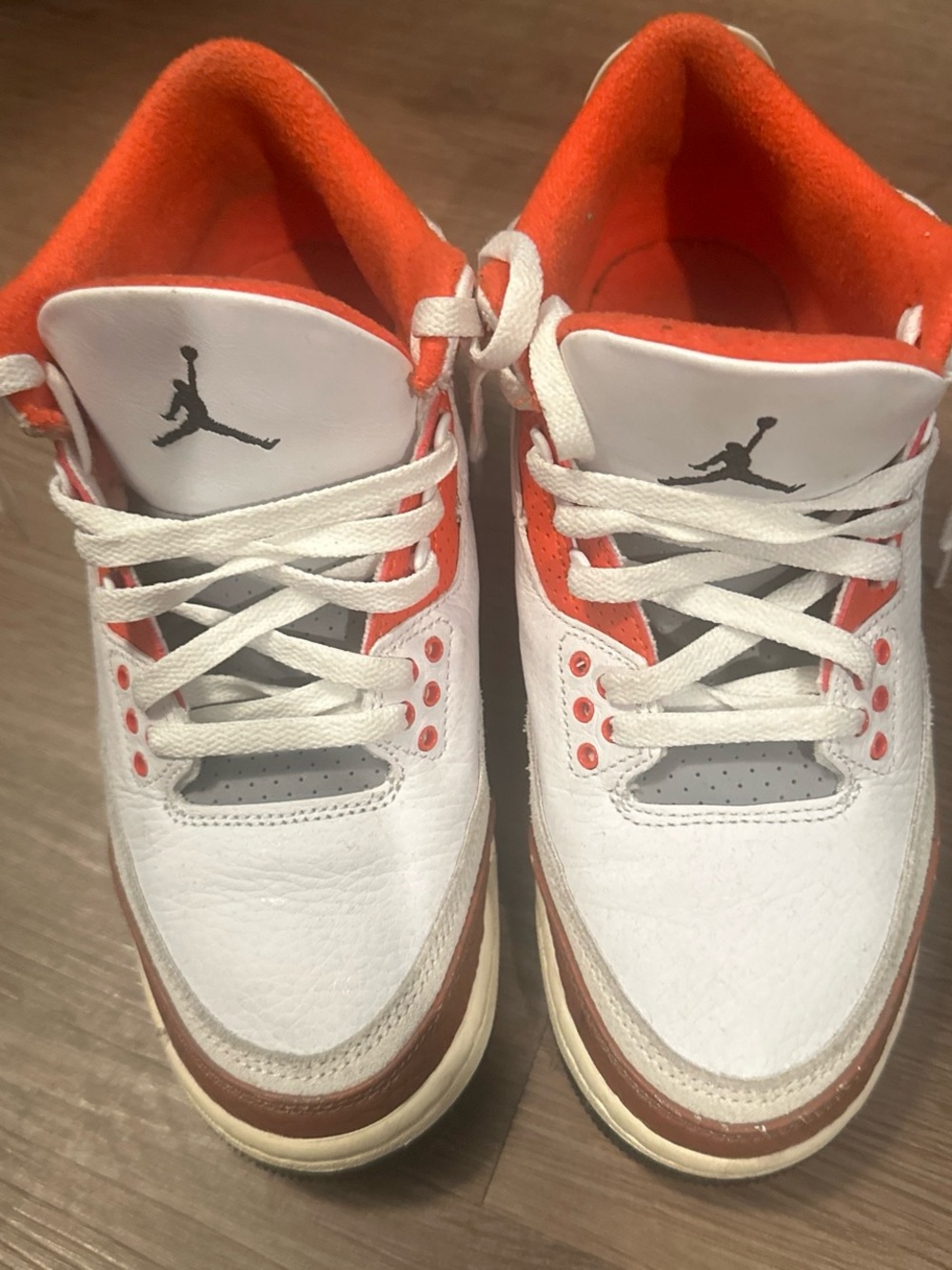 Jordan Kids White, Orange & Brown Low Top Sneakers